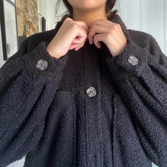 Black oversized teddy coat - Picture 3 of 8